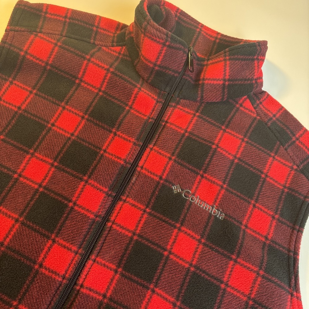 Columbia Buffalo Plaid Fleece Vest Full Zip‎ Mens LARGE